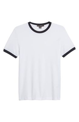 French Connection Men's Popcorn Ringer T-Shirt in White/Marine