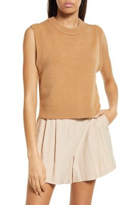 French Connection Millia Ribbed Sweater Vest in Camel Mel