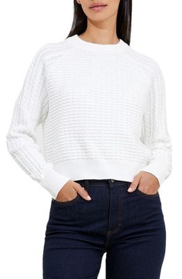 French Connection Mozart Mixed Stitch Cotton Sweater in Winter White