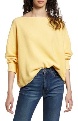 French Connection Mozart Moss Stitch Cotton Sweater in Golden Glaze