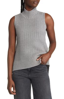 French Connection Mozart Popcorn Stitch Sleeveless Cotton Sweater in Med Grey Mel