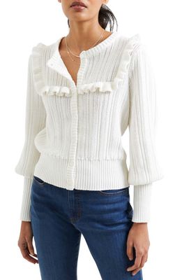 French Connection Nellis Crochet Frill Cardigan in 10-Summer White
