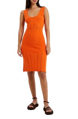 French Connection Nellis Sleeveless Cotton Sweater Dress in 80-Mandarin Orange