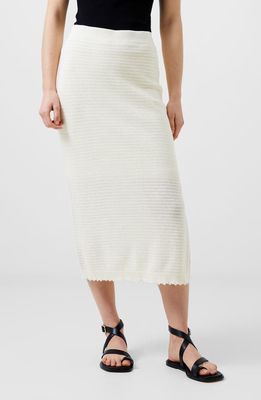French Connection Nesta Stripe Open Stitch Cotton Sweater Skirt in Classic Cream
