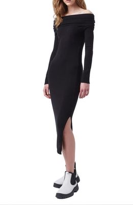 French Connection Off the Shoulder Sweater Dress in Black