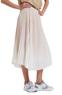 French Connection Ombré Sunburst Pleated Midi Skirt in 90-Shifting Sand-White