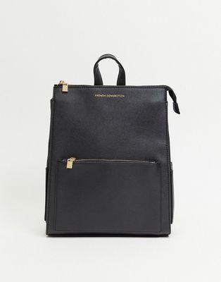 French Connection oversized zip backpack in black