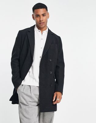 French Connection plaid coat in black-Gray