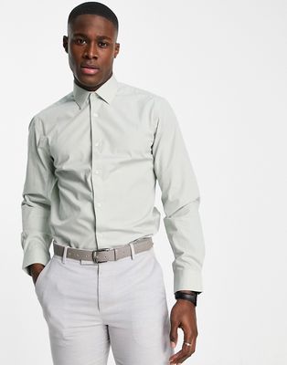 French Connection plain poplin slim fit shirt in light green