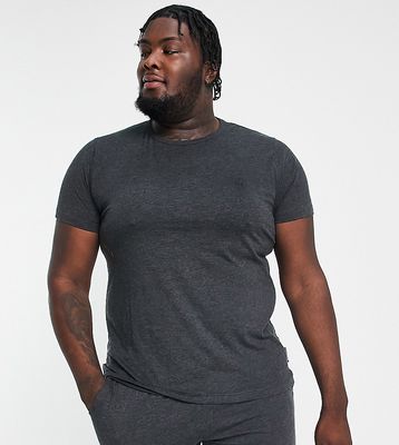 French Connection Plus lounge t-shirt and short set in charcoal-Gray