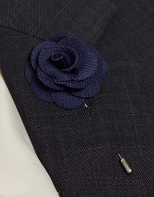 French Connection pocket square and lapel pin in navy