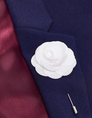 French Connection pocket square and lapel pin in white