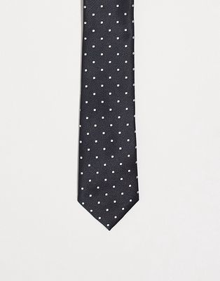French Connection polka dot tie in black