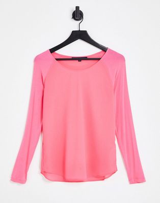 French Connection polly long sleeve top in bright pink
