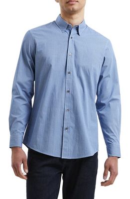 French Connection Premium Floral Button-Up Oxford Shirt in Blue