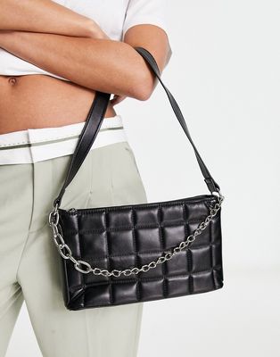 French Connection quilted crossbody bag in black