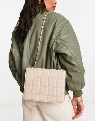 French Connection quilted crossbody bag in taupe-Neutral