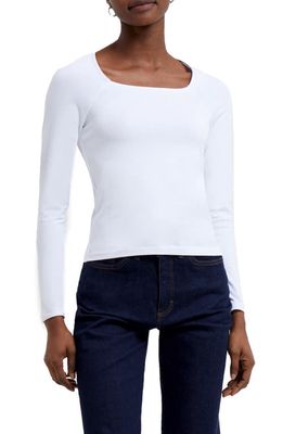 French Connection Rallie Square Neck Top in 10-Linen White
