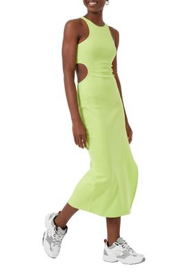 French Connection Rasha Cutout Detail Body-Con Stretch Cotton Dress in Sharp Green