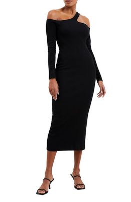French Connection Rassia Chereyle Cutout One-Shoulder Midi Dress in Black