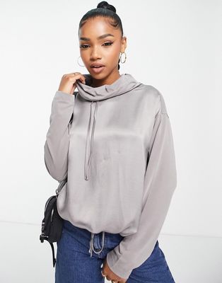 French Connection renya drawstring sweater in gray