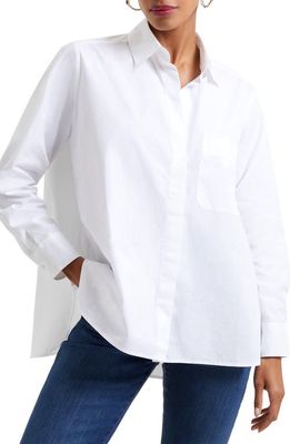 French Connection Rhodes Boyfriend Long Sleeve Poplin Button-Up Shirt in Linen White