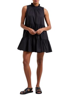 French Connection Rhodes Conscious Tiered Poplin Trapeze Dress in 01-Black