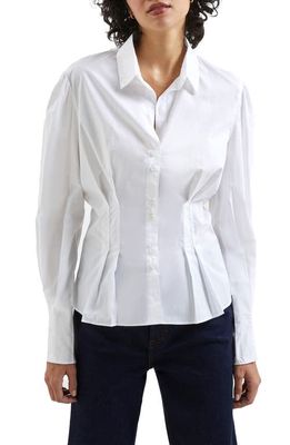 French Connection Rhodes Long Sleeve Poplin Blouse in Linen White