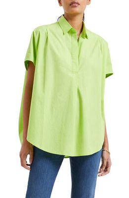 French Connection Rhodes Popover Poplin Shirt in Sharp Green