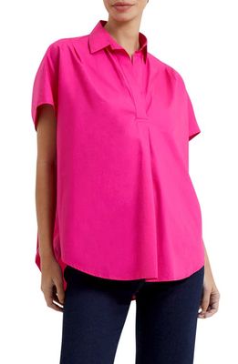 French Connection Rhodes Popover Poplin Shirt in Wild Rosa