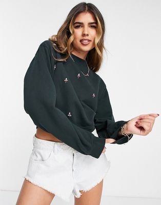 French Connection rina embellished sweatshirt in navy - NAVY