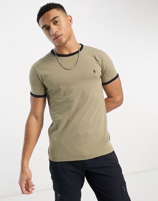 French Connection ringer T-shirt in khaki-Green