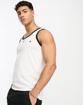 French Connection ringer tank top in white & navy