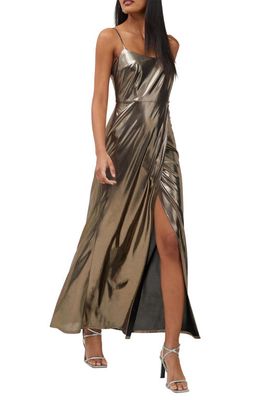 French Connection Ronja Metallic Lamé Maxi Dress in Silver