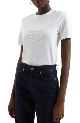 French Connection Rosana Stretch Cotton T-Shirt in 10-Linen White