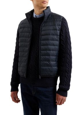 French Connection Row 3 Water Repellent Nylon Puffer Vest in Dark Navy
