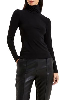 French Connection Roy Back Cutout Turtleneck Top in 01-Blackout