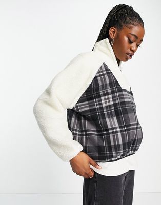 French Connection Sabrine checked fleece in white-Multi