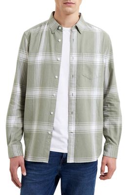 French Connection Saltburn Plaid Cotton Button-Up Shirt in Shadow Mint Multi
