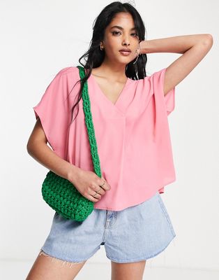 French Connection short sleeve blouse in bubblegum pink