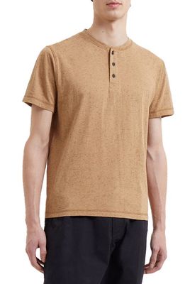 French Connection Short Sleeve Henley T-Shirt in 20-Kangaroo