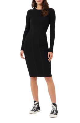 French Connection Simona Ribbed Long Sleeve Sweater Dress in Black/Black