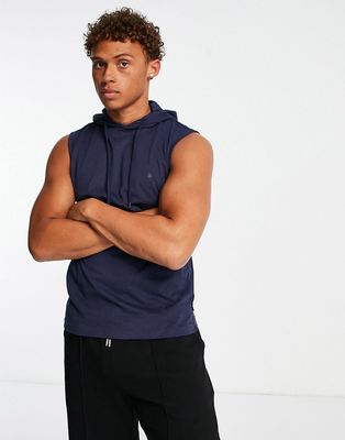French Connection sleeveless hooded tank in navy