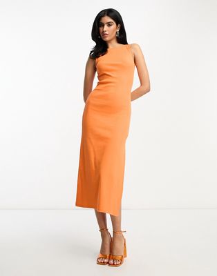French Connection sleeveless midi tank top dress in orange