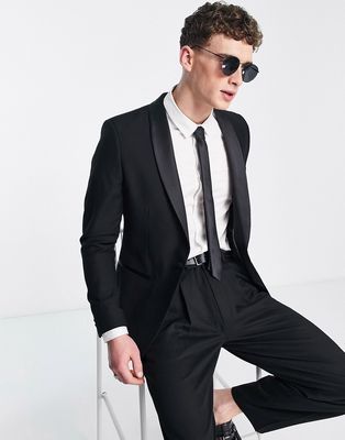 French Connection slim fit dinner suit jacket in black