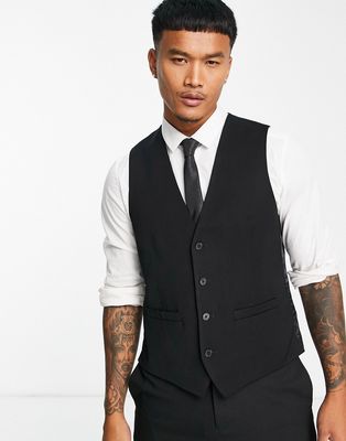 French Connection slim fit dinner suit vest in black