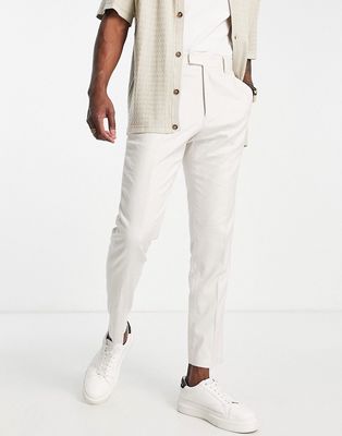 French Connection Slim Fit Linen Suit Pants-Neutral