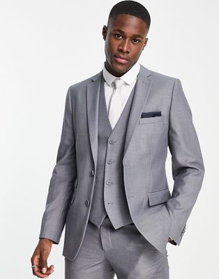 French Connection slim fit plain suit jacket-Gray