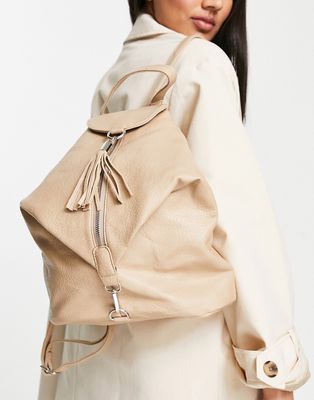 French Connection slouchy backpack in tan-Brown