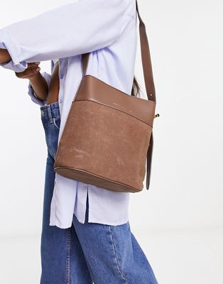French Connection slouchy bucket bag in sand-Neutral